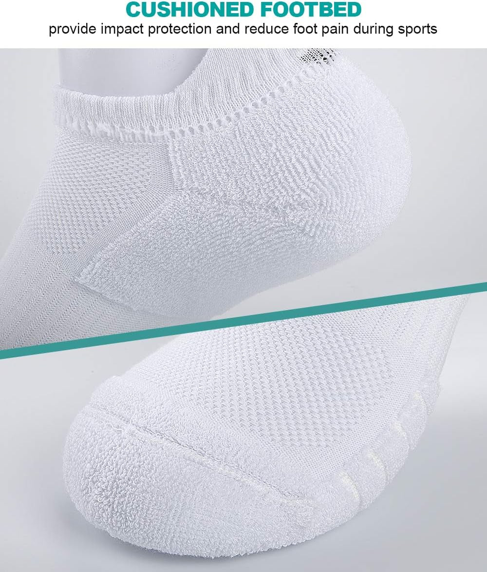 Sports Ankle Socks Thick Cushion Cotton Low Cut Running Athletic Socks for Men Women (6 Pairs)