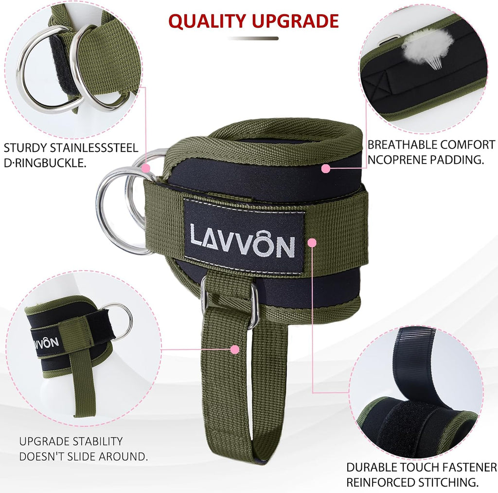 Ankle Straps for Cable Machines Kickbacks - Glute Workout Cuffs Padded | Adjustable Comfort Attachments for Gym Accessories Ankle Cuff Cable Machine Glute Kick Back Straps-Women Leg Extensions/Curls