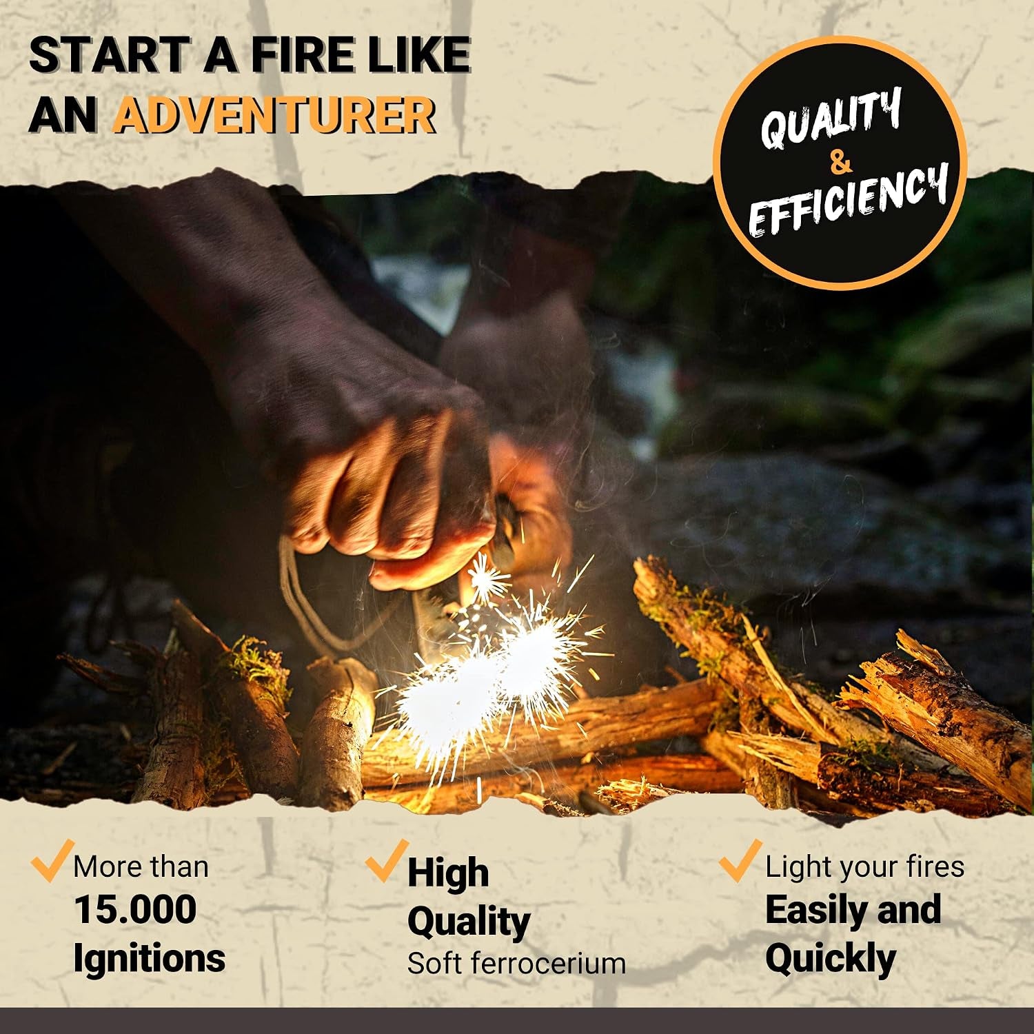 Survival Flint and Steel - Fire Starter Ferrocerium
