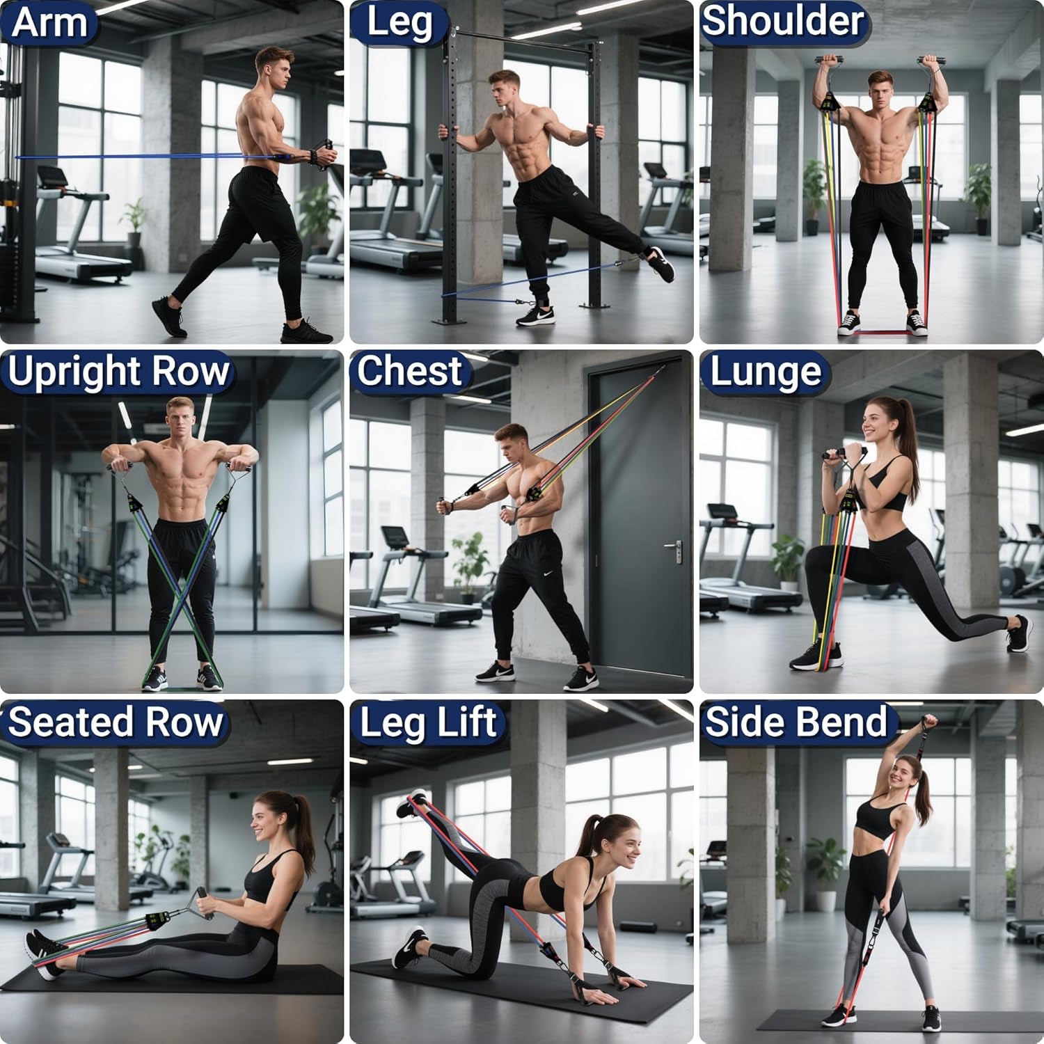 Resistance Bands Set with Handles for Men Women, Exercise Bands,150/300 LBS | Yoga Gym Fitness Bands, Workout Poster, Door Anchor, Ankle Straps, Home Gym Fitness Equipment, Weight Building Kit