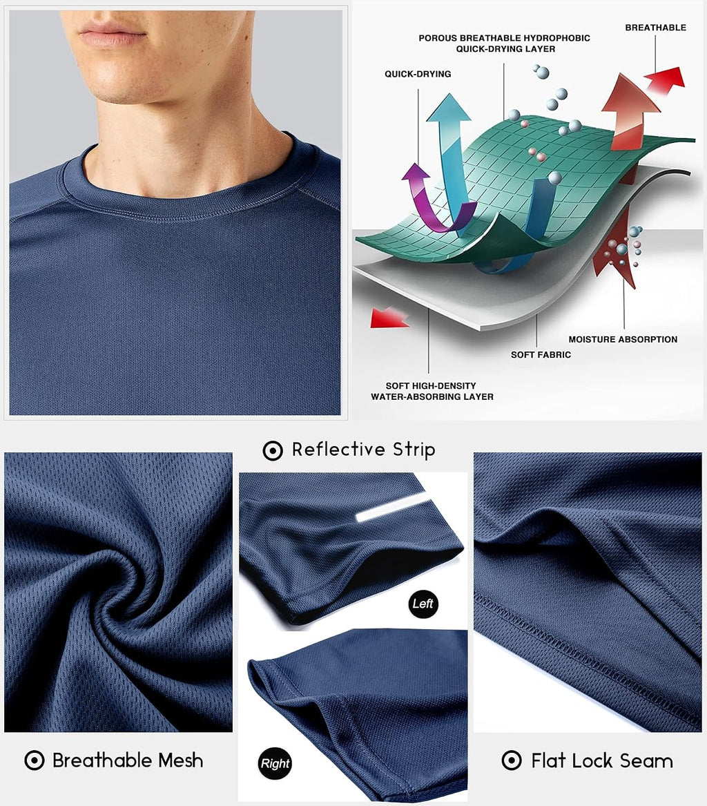 1, 3, 5 or 7 Pack Men's Workout Running Shirts,