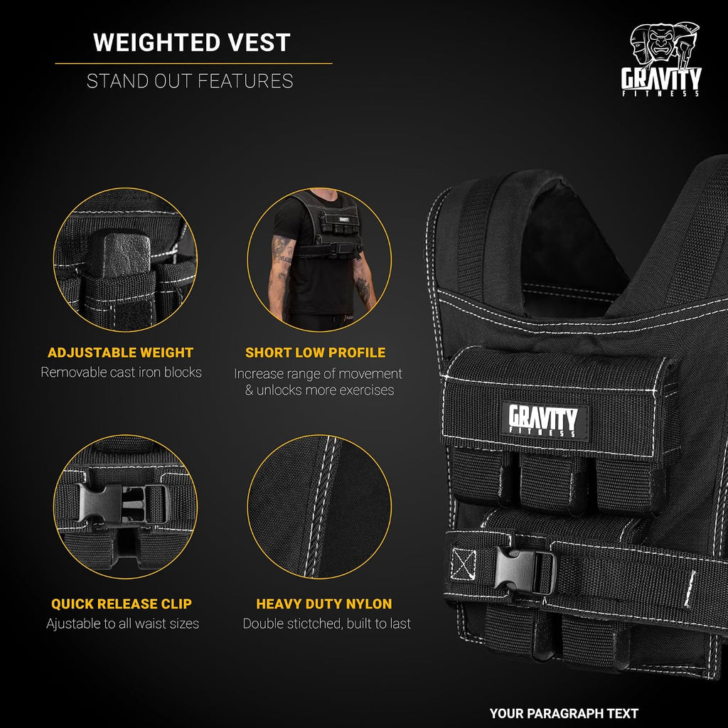 Weighted Vest for Men & Women - Adjustable Fitness Weight Vest for Workout, Running, Walking, Strength Training, & Calisthenics Training Home & Commercial Gym - 10Kg / 20Kg / 30Kg