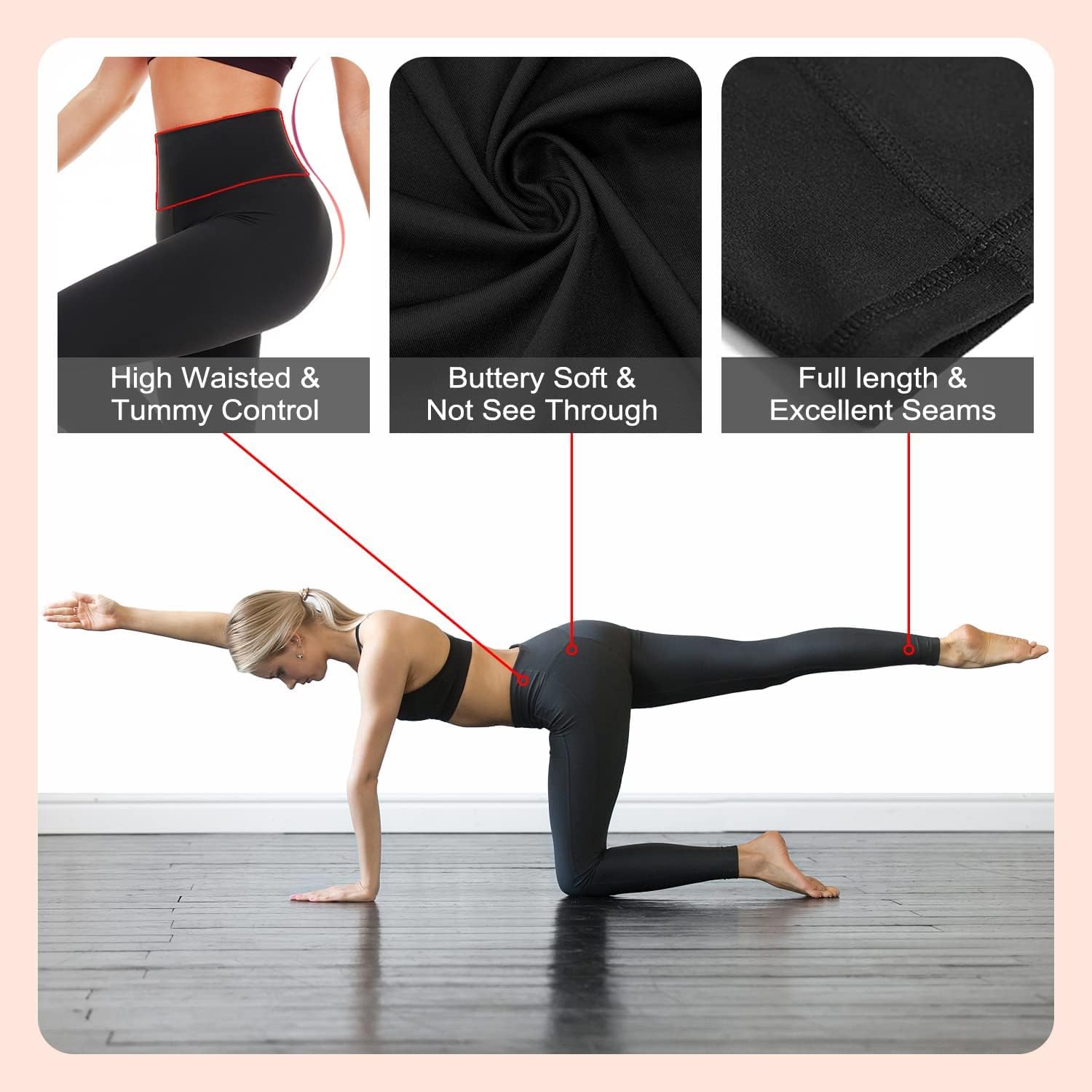 Leggings for Women Soft High Waisted Tummy Control Leggings Gym Sports Workout Running Yoga Pants