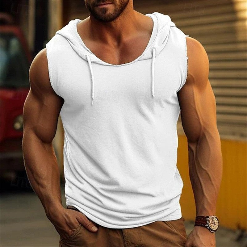 Mens Loose Workout Hoodie Vest 