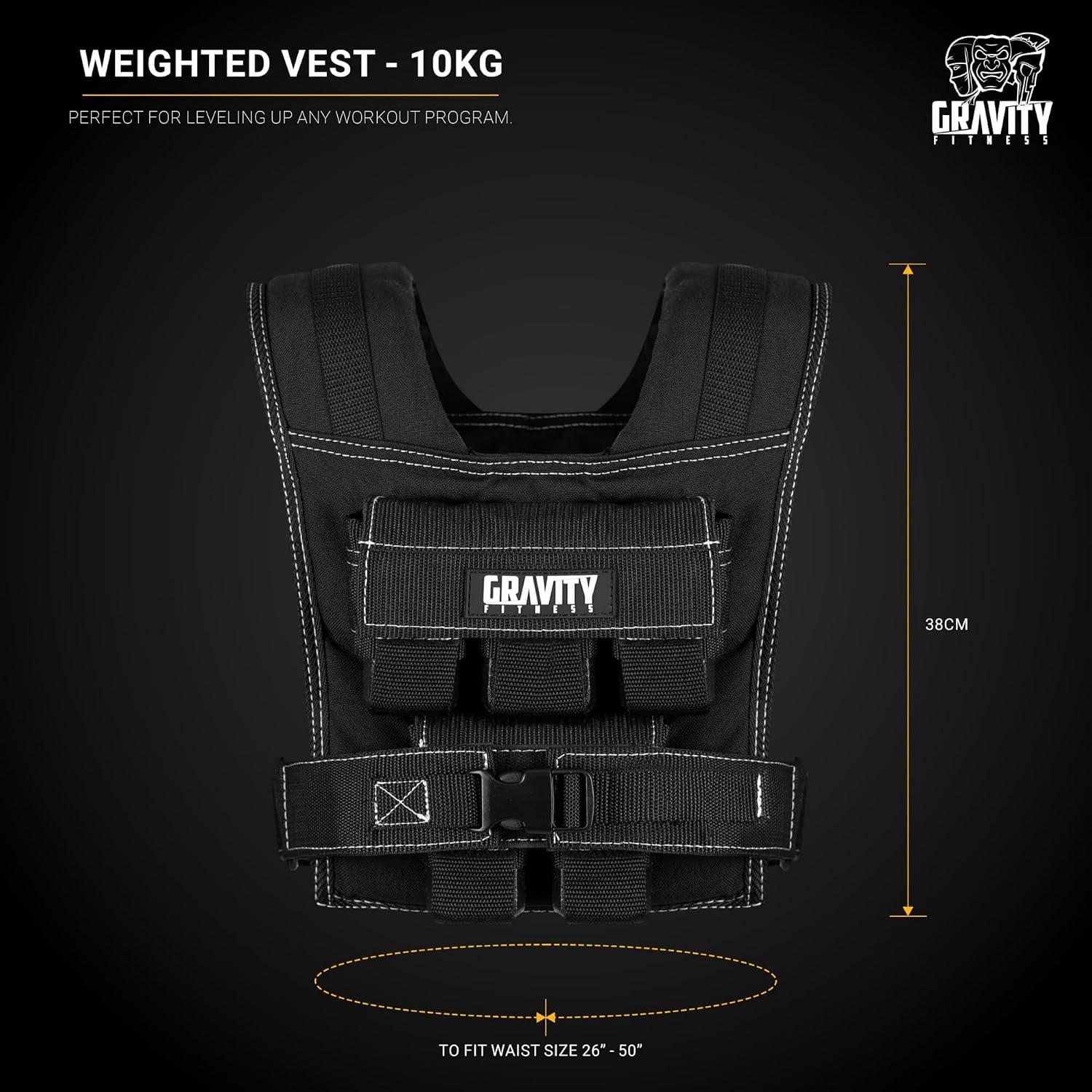 Weighted Vest for Men & Women - Adjustable Fitness Weight Vest for Workout, Running, Walking, Strength Training, & Calisthenics Training Home & Commercial Gym - 10Kg / 20Kg / 30Kg