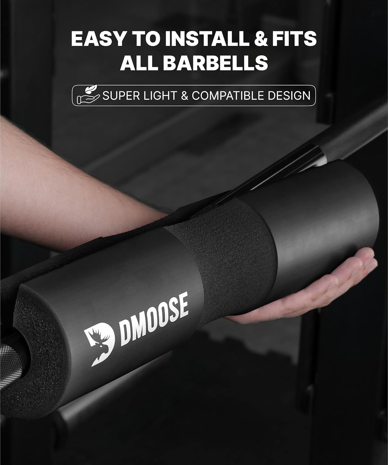 Barbell Pad for Hip Thrust, Squat & Lunges - Non-Slip Thick Foam Cushion for Neck and Back Support with Two Straps - Hip Thrust Pad for Leg Day - Fits All Olympic Bars and Smith Machine