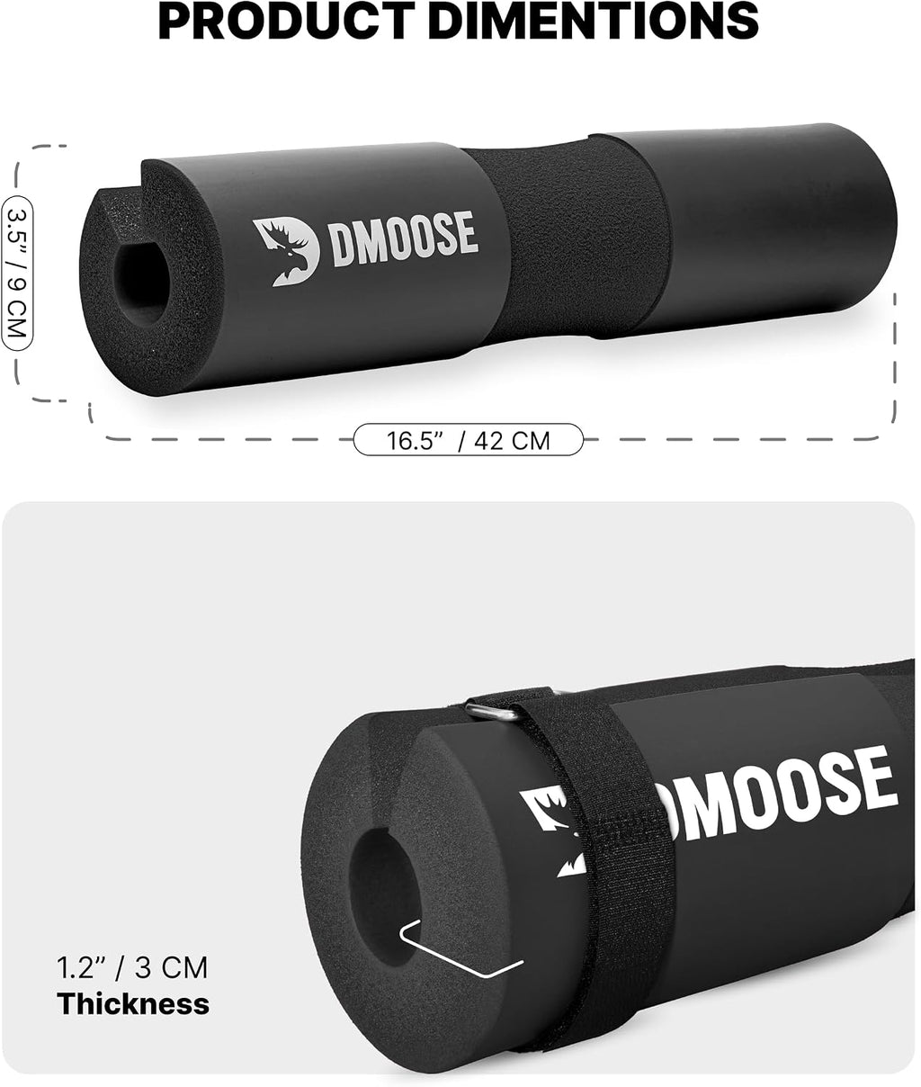 Barbell Pad for Hip Thrust, Squat & Lunges - Non-Slip Thick Foam Cushion for Neck and Back Support with Two Straps - Hip Thrust Pad for Leg Day - Fits All Olympic Bars and Smith Machine