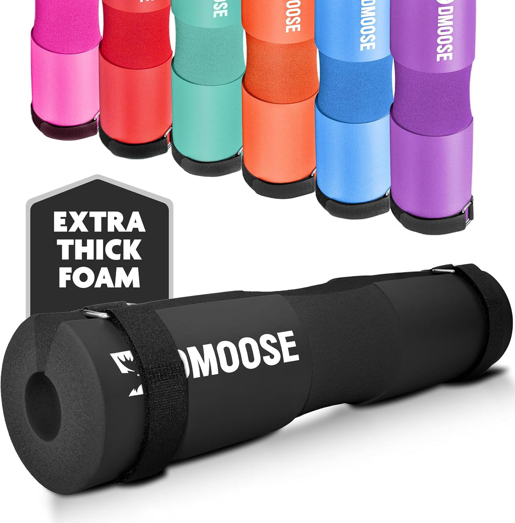 Barbell Pad for Hip Thrust, Squat & Lunges - Non-Slip Thick Foam Cushion for Neck and Back Support with Two Straps - Hip Thrust Pad for Leg Day - Fits All Olympic Bars and Smith Machine