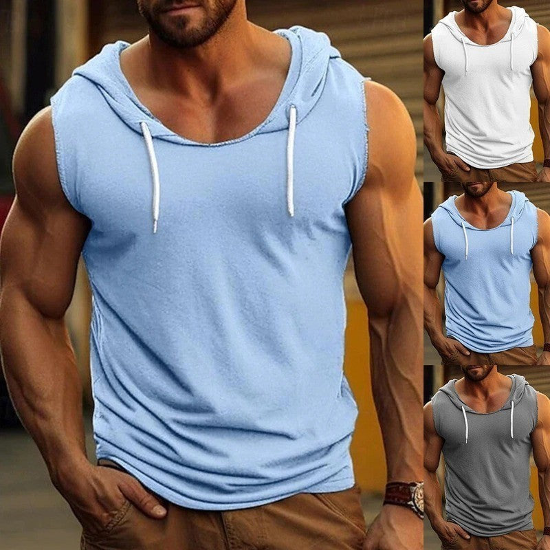 Mens Loose Workout Hoodie Vest 