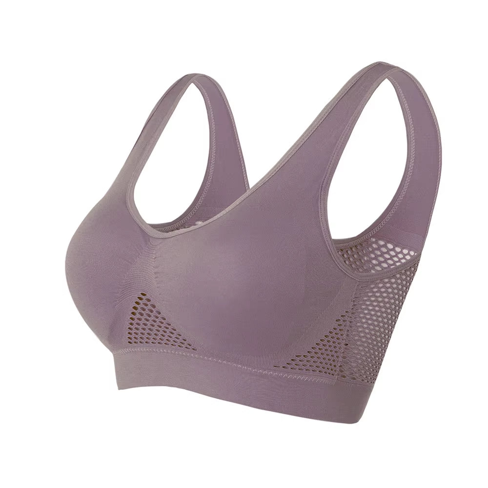 Breathable Sports Bra Top Fitness Women Brassiere Removable Padded Sport Bra Running Gym Seamless Push up Bras