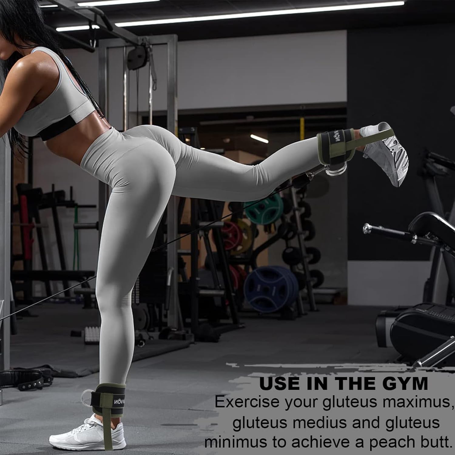 Ankle Straps for Cable Machines Kickbacks - Glute Workout Cuffs Padded | Adjustable Comfort Attachments for Gym Accessories Ankle Cuff Cable Machine Glute Kick Back Straps-Women Leg Extensions/Curls
