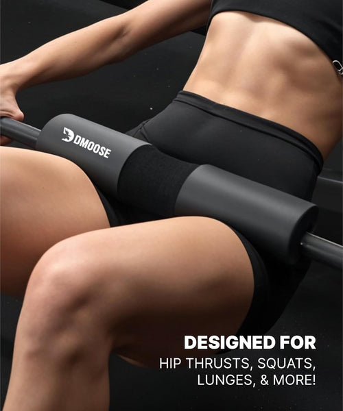 Barbell Pad for Hip Thrust, Squat & Lunges - Non-Slip Thick Foam Cushion for Neck and Back Support with Two Straps - Hip Thrust Pad for Leg Day - Fits All Olympic Bars and Smith Machine