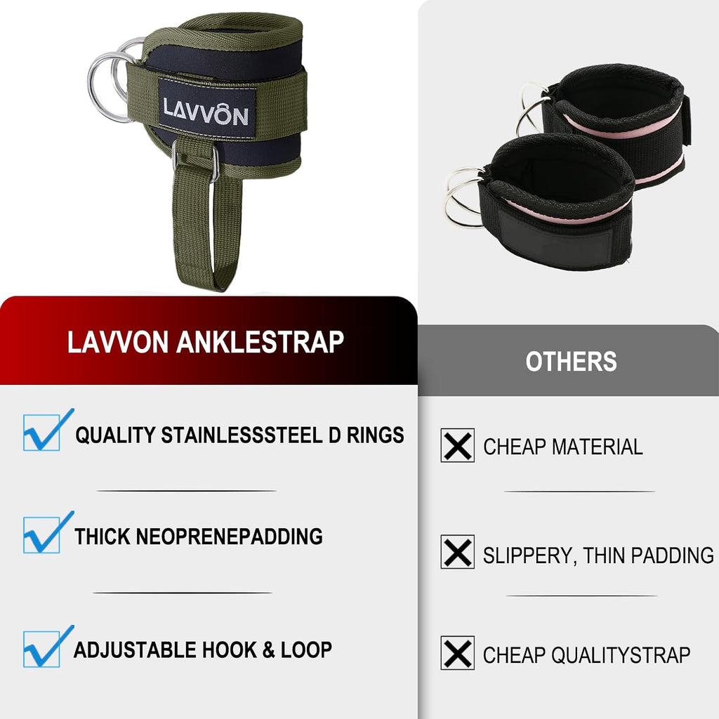 Ankle Straps for Cable Machines Kickbacks - Glute Workout Cuffs Padded | Adjustable Comfort Attachments for Gym Accessories Ankle Cuff Cable Machine Glute Kick Back Straps-Women Leg Extensions/Curls
